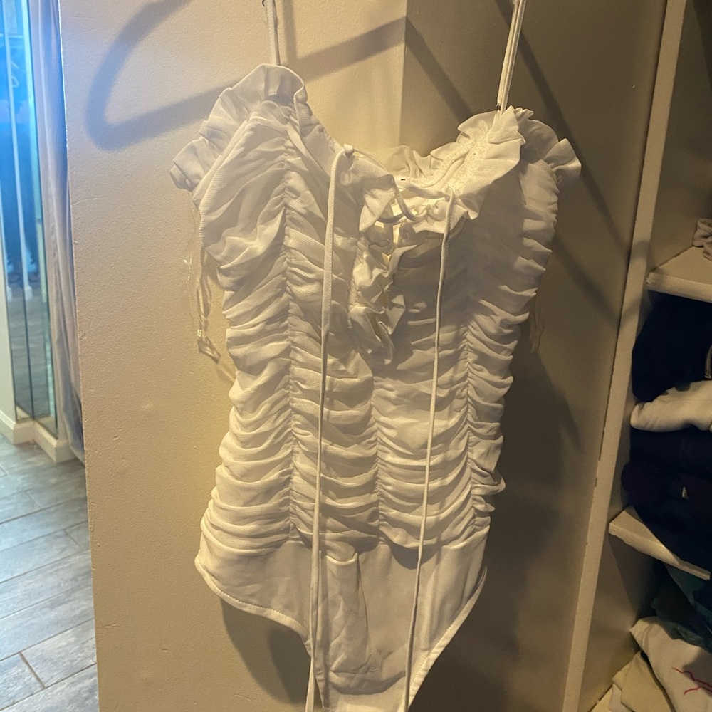 Forever 21 white ruched bodysuit